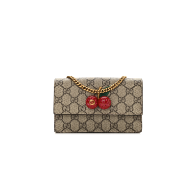 GUCCI GG SUPREME MINI CHERRY CHAIN BAG 481291 (16.5*9*4cm)